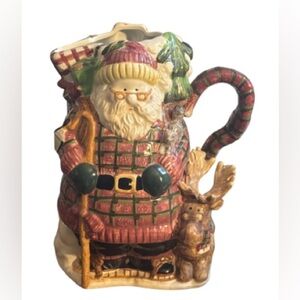 GKAO Festive OLD  FASHIONED Santa Claus Holiday Pitcher